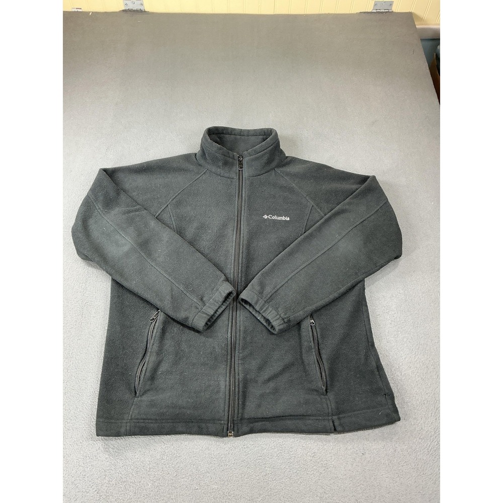 Columbia Jacket Womens 1X Gray Fleece Full Zip Pockets Outdoor Warm Hiking